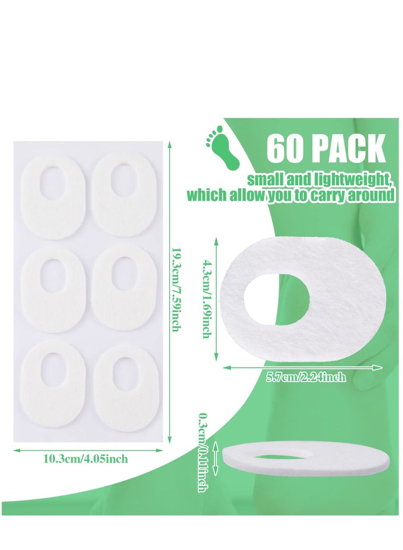60 Pack Callus Pads Soft Felt Oval Shape Corn for Bottom of Foot Adhesive Men and Women Feet Toes Heel Pain Relief - Image 2