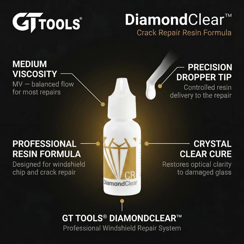 راتنج إصلاح الزجاج الأمامي DiamondClear CR - سائل إصلاح زجاج نانو لإصلاح الشقوق الطويلة - 15 سم مكعب - Image 1