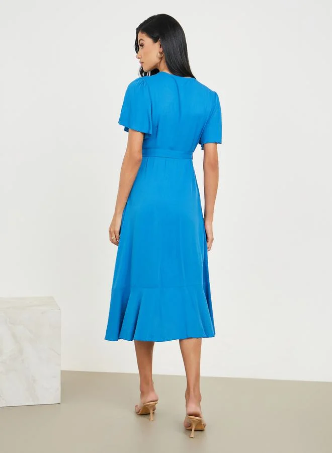 Styli Ruffled Wrap Dress