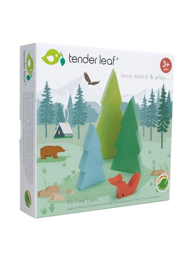 Tender Leaf Toys Tender Leaf Toys - Fir Tops - Set of Three Wooden Fir Trees and a Fox for Kids Train Accessories - Imaginative and Pretend Play for Kids Age 3+  - Image 4
