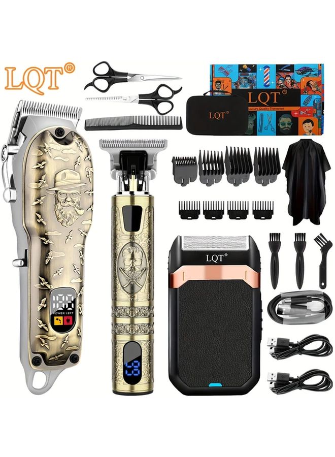 LQT300 مجموعة تقليم لحية من أنابيب البرونز المعدنية قابلة لإعادة الشحن عبر USB 2000 مللي أمبير منخفضة الضوضاء بشاشة رقمية - Image 2