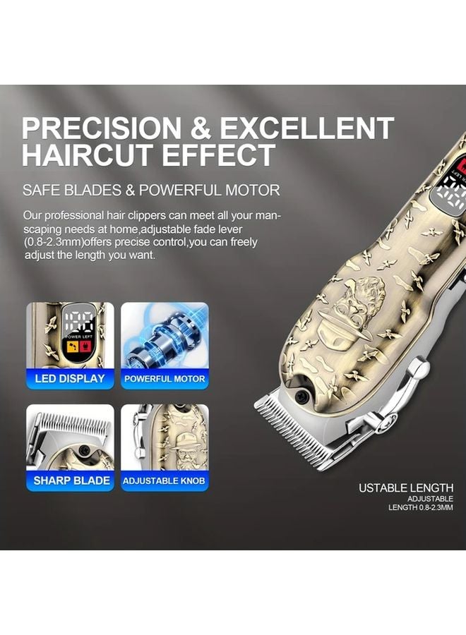 LQT300 مجموعة تقليم لحية من أنابيب البرونز المعدنية قابلة لإعادة الشحن عبر USB 2000 مللي أمبير منخفضة الضوضاء بشاشة رقمية - Image 5