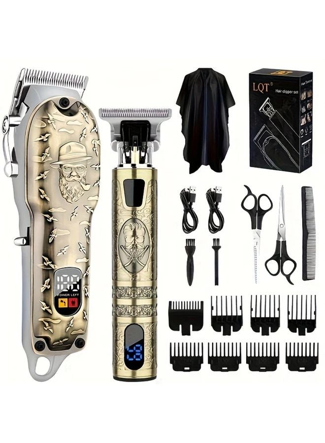 LQT300 مجموعة تقليم لحية من أنابيب البرونز المعدنية قابلة لإعادة الشحن عبر USB 2000 مللي أمبير منخفضة الضوضاء بشاشة رقمية - Image 1