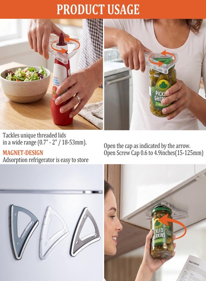 Uinxan Jar Opener for Weak Hands & Seniors, 2-in-1 Under the Cabinet & Handheld Lid Opener, Easy Bottle Cap Opening, Magnetic Storage,304 Stainless Steel Kitchen Tool, Gift for Anyone(Transparent) - Image 3