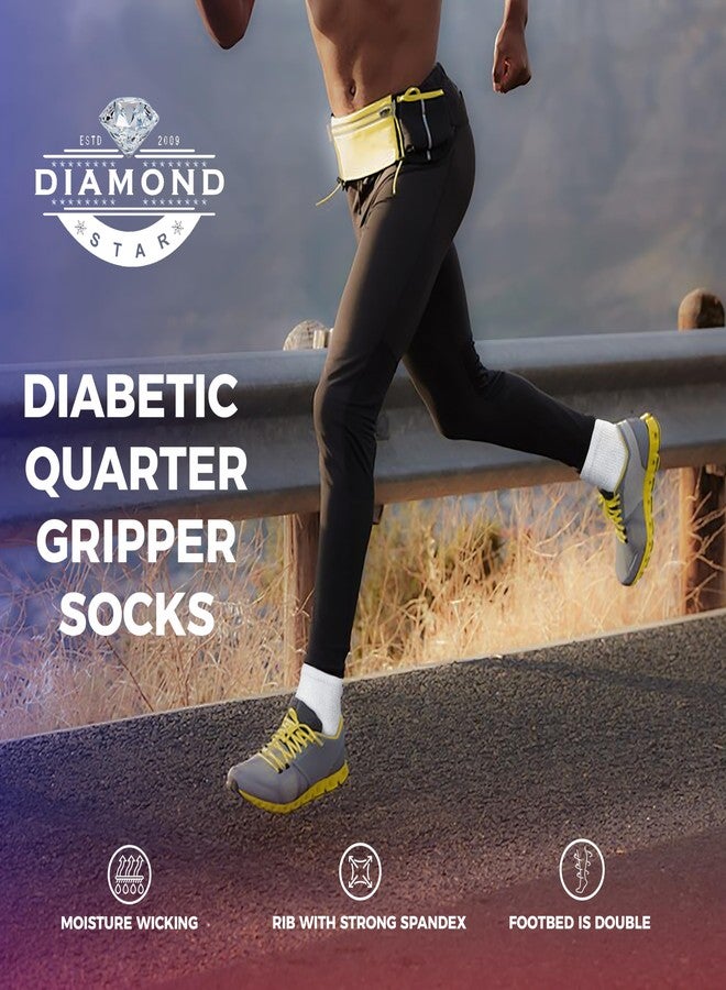 Diamond Star Diabetic Socks for Men, Women, Cushioned Quarter Cotton Socks with Non-Binding, Loose Top Therapeutic Cotton Gripper. (US, Numeric, 9, 11, Regular, Regular, 3 Pairs White) - Image 5
