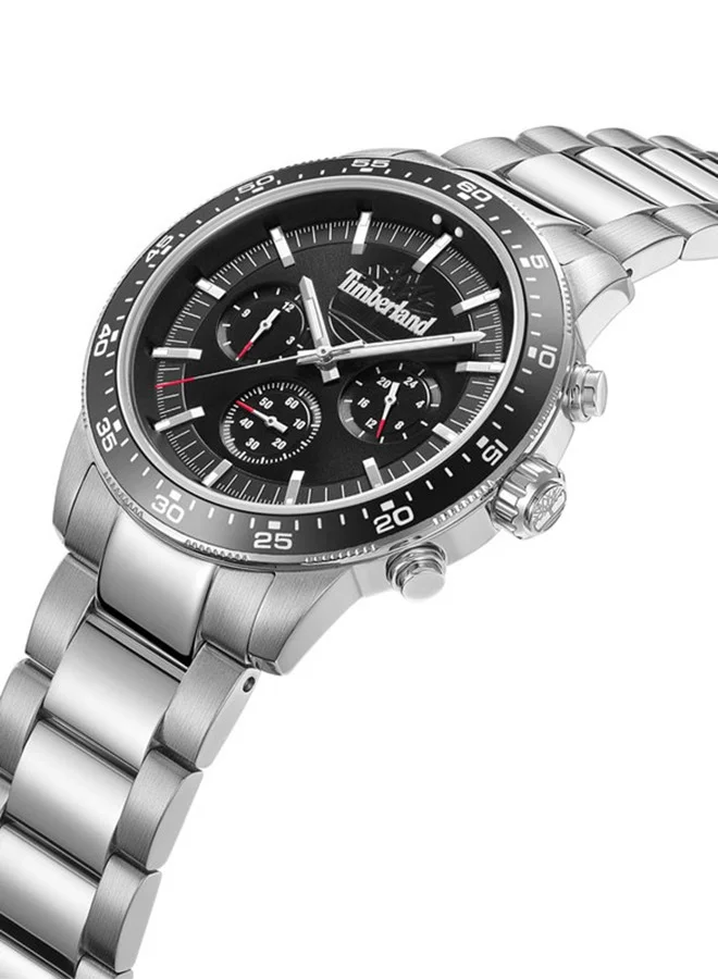 تمبرلاند ساعة باركمان للرجال بقرص أسود بعقارب وسوار فضي من الفولاذ المقاوم للصدأ  مم