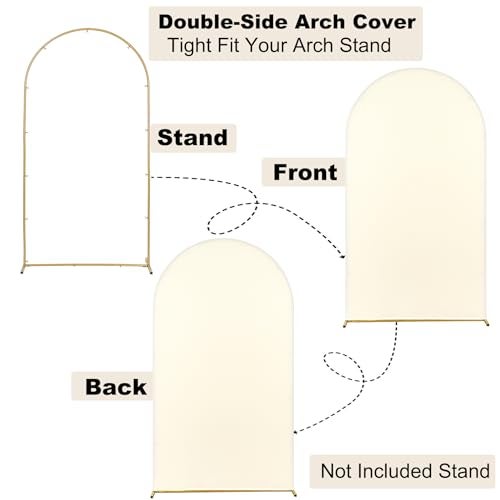 NSSONBEN 7.2ft Beige Arch Backdrop Cover for 7.2ft Arch Stand, Wrinkle Free Stretchy Spandex Wedding Arch Covers, Decor Party Birthday Baby Shower Graduation Photo Round Top Chiara Arch Cover - Image 3