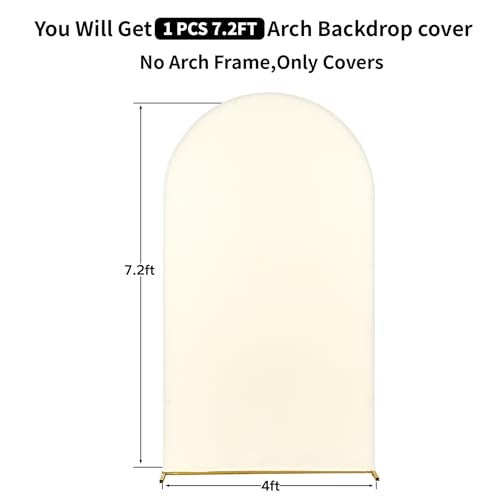 NSSONBEN 7.2ft Beige Arch Backdrop Cover for 7.2ft Arch Stand, Wrinkle Free Stretchy Spandex Wedding Arch Covers, Decor Party Birthday Baby Shower Graduation Photo Round Top Chiara Arch Cover - Image 4