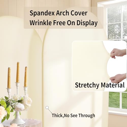 NSSONBEN 7.2ft Beige Arch Backdrop Cover for 7.2ft Arch Stand, Wrinkle Free Stretchy Spandex Wedding Arch Covers, Decor Party Birthday Baby Shower Graduation Photo Round Top Chiara Arch Cover - Image 2