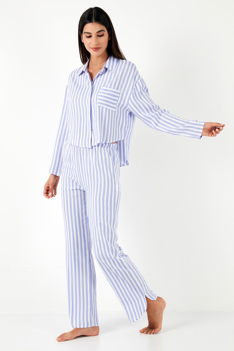 Lela Patterned Comfortable Cut Wide Leg Summer Pajama Set Women's Pajama Set 6110014  - Image 2
