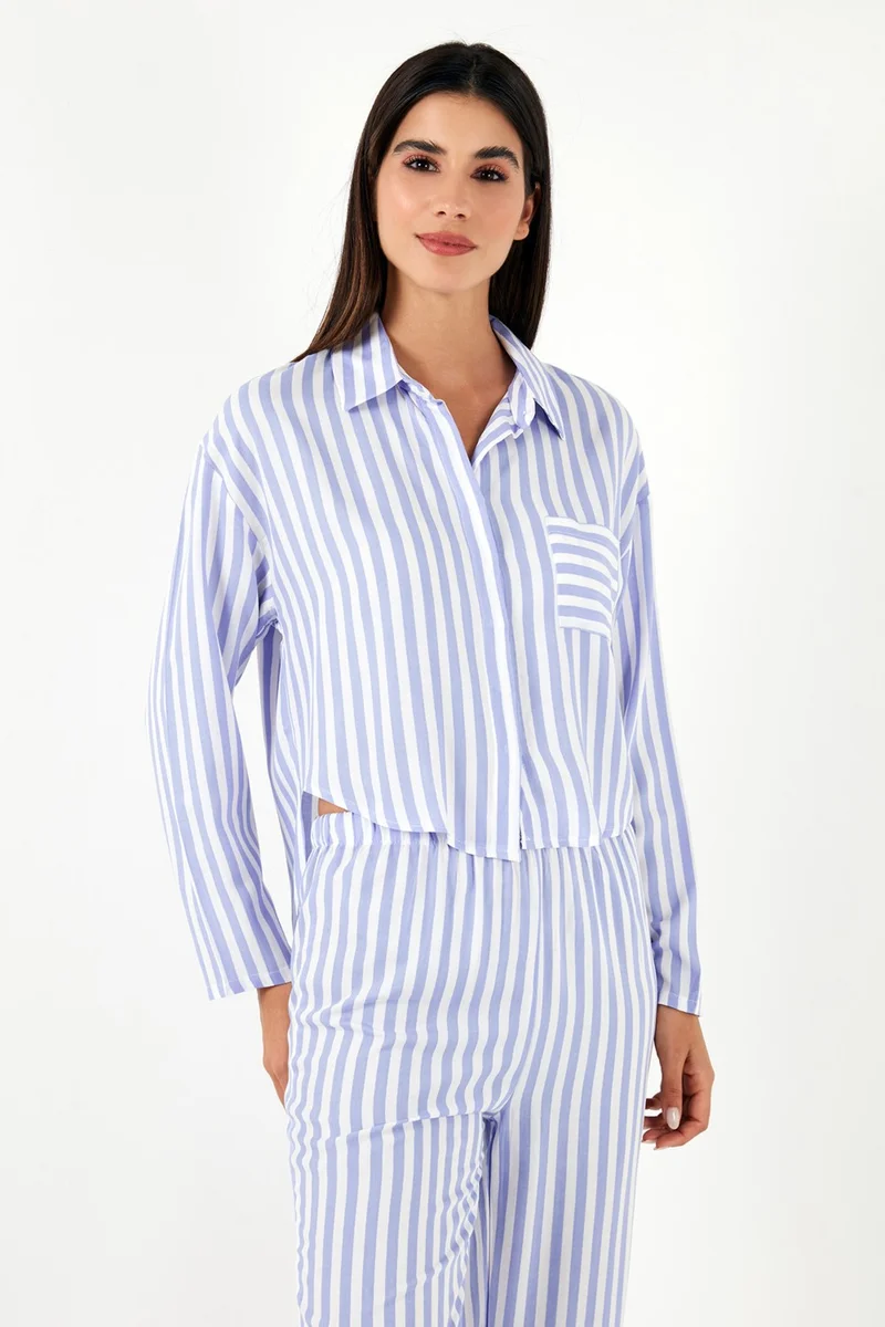 Lela Patterned Comfortable Cut Wide Leg Summer Pajama Set Women's Pajama Set 6110014