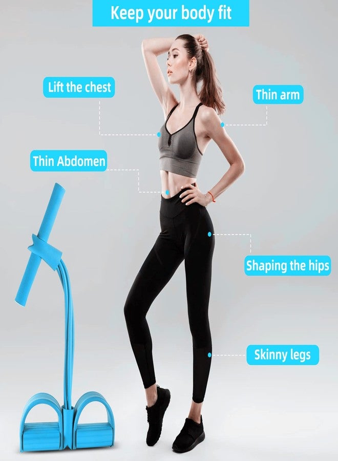 PEN&H Multi-Function Tension Rope–4 Tube Resistance Bands with Handles–Sit Up Exercise Equipment Home Gym Tummy Trainer for Men Women(Blue) - Image 3