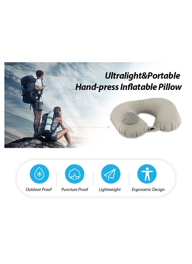Generic - Portable Foldable Compression Inflatable Neck Pillow for Office Train Car Airplane Sleep Cushion - Image 1