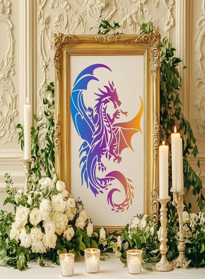 MAYJOYDIY Dragon Stencils for Painting, A4 Size 11.7x8.3 inch, 2 Pack with Paint Brush, Reusable Craft Templates for Wood DIY - Image 4