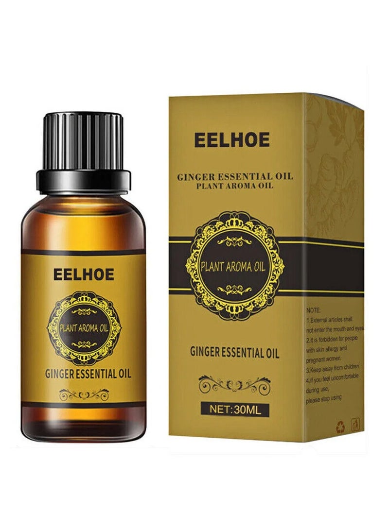 EELHOE زيت الزنجبيل الأساسي، زيت الزنجبيل الطبيعي لتصريف اللمف، زيت تدليك الزنجبيل، زيوت تدليك السبا 100% زيت زنجبيل طبيعي خالص لتصريف اللمف - Image 1