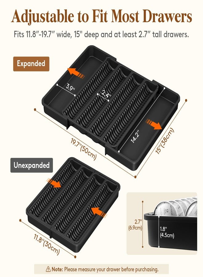 Lifewit Coffee Pod Holder Drawer Organizer, Expandable Coffee Pods Storage Drawers Insert for Tea Bags, Bar Organizer Compatible with K Cup, Nespresso OriginalLine, VertuoLine Capsules Black - Image 2