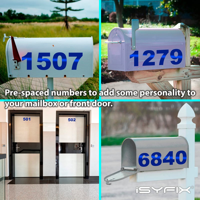 iSYFIX Reflective Blue Vinyl Numbers Stickers â€“ 6 Inch Self Adhesive (2 Sets)- Premium Decal Die Cut and Pre-Spaced for Mailbox, Signs, Window, Door, Cars, Trucks, Homes, Businesses, Indoor or Outdoor - Image 2