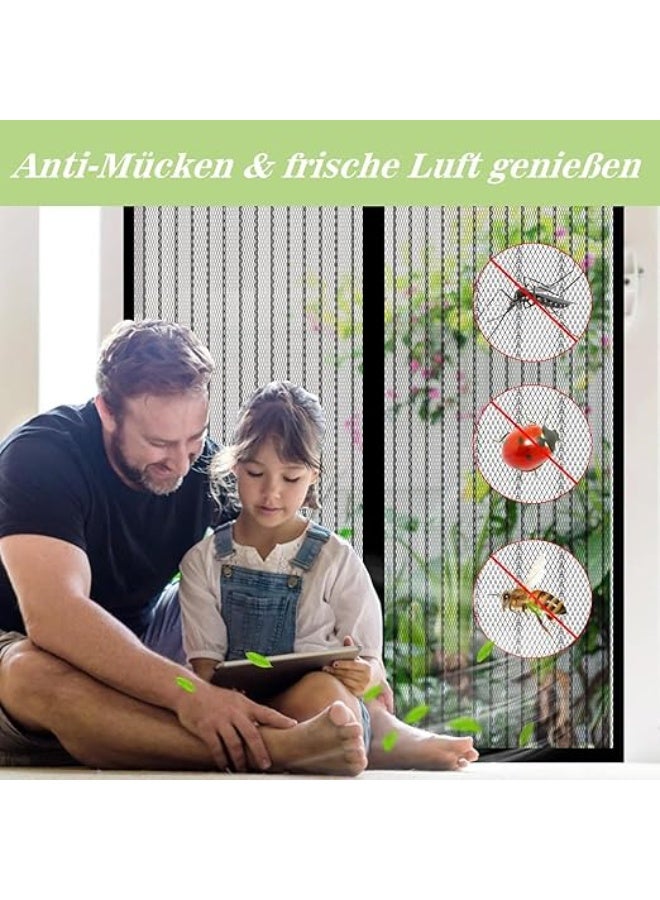 1pcs Heavy Duty Magnetic Bugs Without Drilling Door Screen with Powerful Magnets and Full Frame Magic Tape (black, 80x200 cm) - Image 2