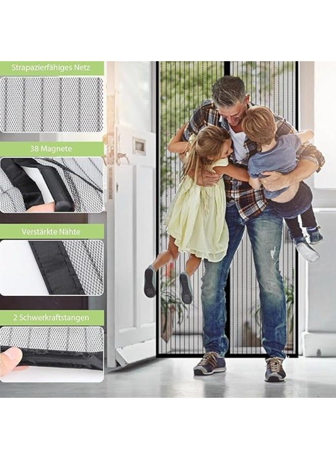 1pcs Heavy Duty Magnetic Bugs Without Drilling Door Screen with Powerful Magnets and Full Frame Magic Tape (black, 80x200 cm) - Image 5