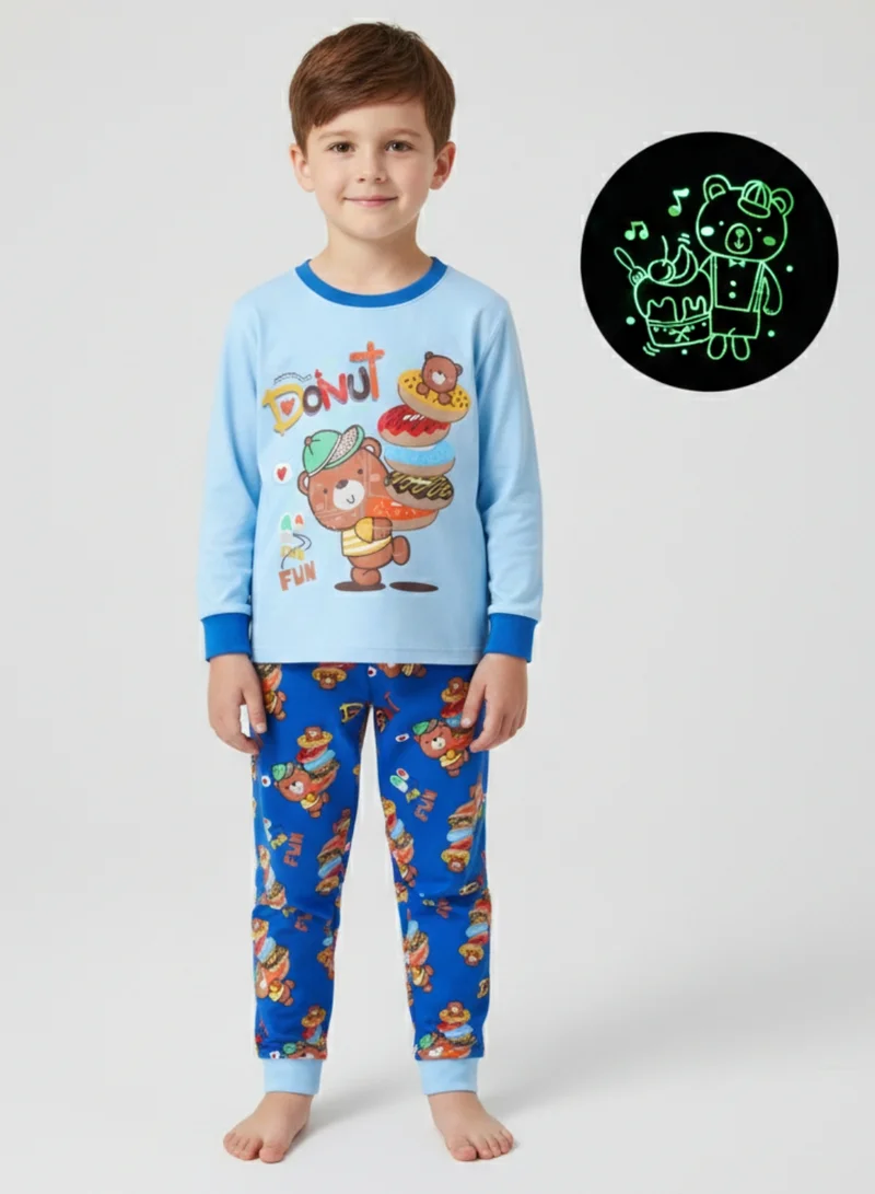 بيبي كلو Glow Donut Bear Boys Cotton Pajama Set
