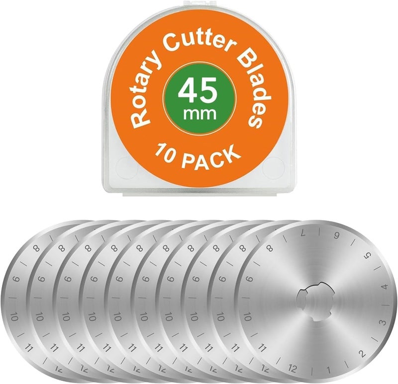 Kingsource 45mm Rotary Cutter Blades 10 Pack SKS-7 Steel, Sharp Durable Replacement Blades for Quilting, Sewing, Fabric Cutting, Fits Olfa, Fiskars - Image 1