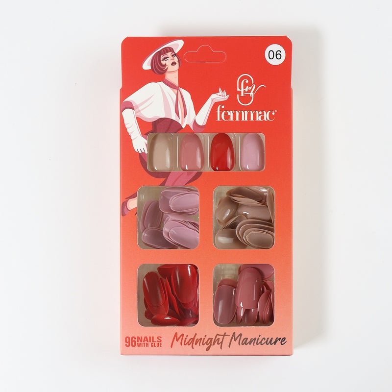 Midnight Manicure Press-On False Nails – Reusable, Lightweight, Salon Finish, 06 Oval