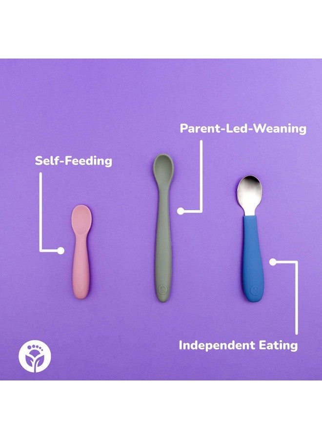 WeeSprout Toddler Utensils, 3 Forks & 3 Spoons, 18/8 Stainless Steel & Food Grade Silicone, Thick Easy-Grip Handles, Perfect Length For New Self Feeders, Gentle On Gums & Teeth, Dishwasher Safe - Image 5