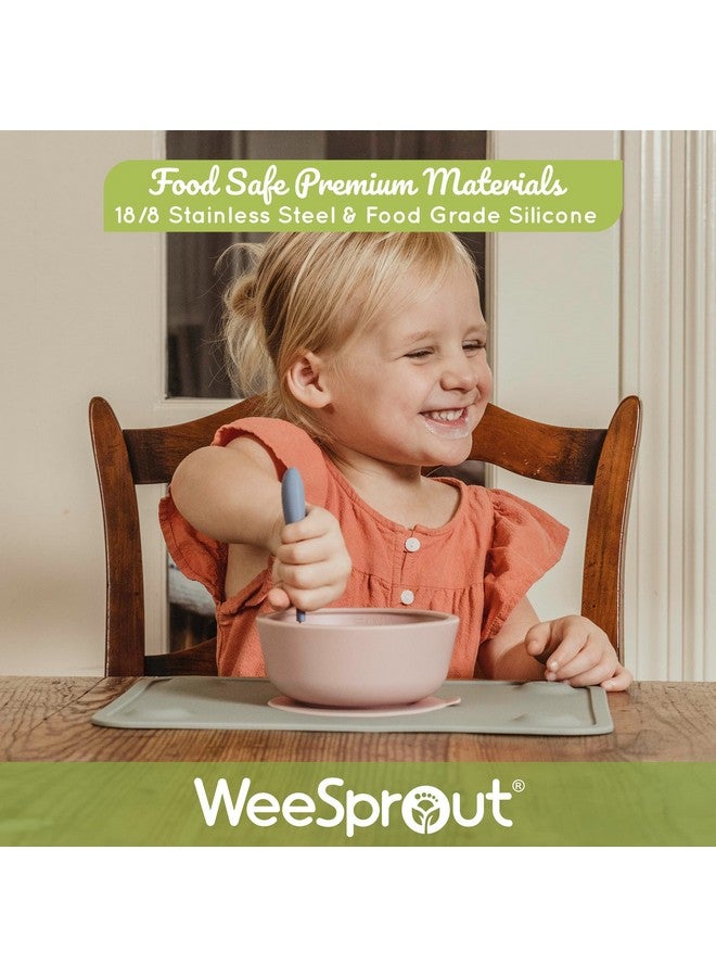 WeeSprout Toddler Utensils, 3 Forks & 3 Spoons, 18/8 Stainless Steel & Food Grade Silicone, Thick Easy-Grip Handles, Perfect Length For New Self Feeders, Gentle On Gums & Teeth, Dishwasher Safe - Image 3