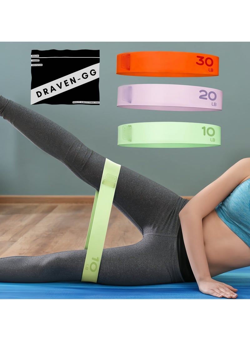 DRAVEN - GG Set of 3 Resistance Bands Elastic Exercise Latex Loop Bands Men Women Workout Bands Stretch Fitness Bands for Home Gym Yoga Latex Rally with Hip Lift, Leg Training, Rally Ring, Fitness, Leg Exercise - Image 1