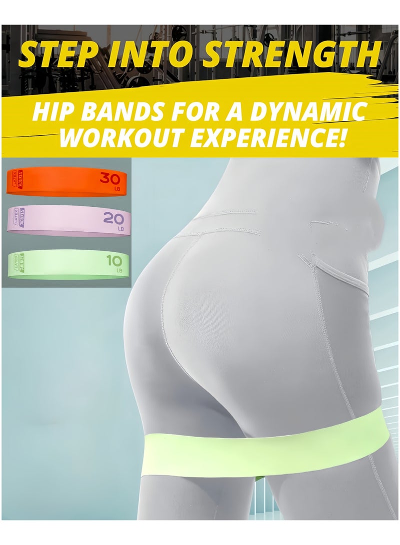 DRAVEN - GG Set of 3 Resistance Bands Elastic Exercise Latex Loop Bands Men Women Workout Bands Stretch Fitness Bands for Home Gym Yoga Latex Rally with Hip Lift, Leg Training, Rally Ring, Fitness, Leg Exercise - Image 5