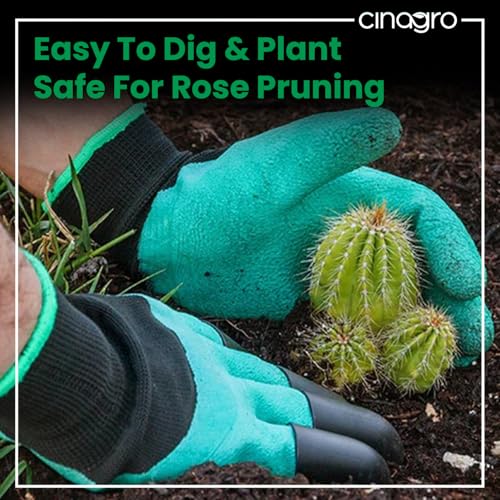 CINAGRO Heavy Duty Garden Claw Gloves with ABS Plastic Fingertips on Right Hand for Digging & Planting, Washable Protective Hand Gloves for Home Garden, Farming & Outdoor Use (Free Size, Green) - Image 5