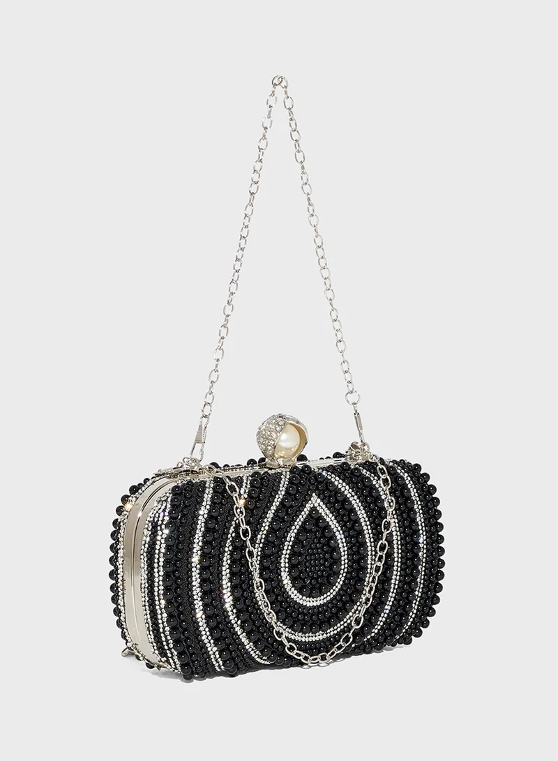 Khizana Pearl Diamante Clutch Bag