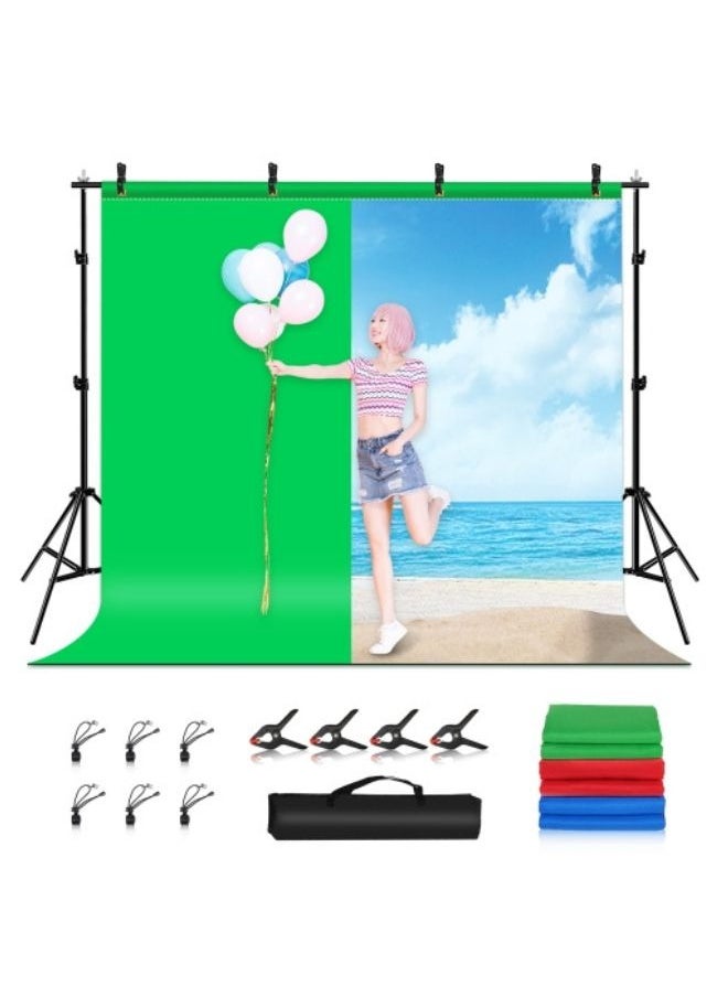 PULUZ - PULUZ 2.9x2m Photo Studio Background Support Stand Backdrop Crossbar Bracket Kit with Red / Blue / Green Polyester Backdrops - Image 1