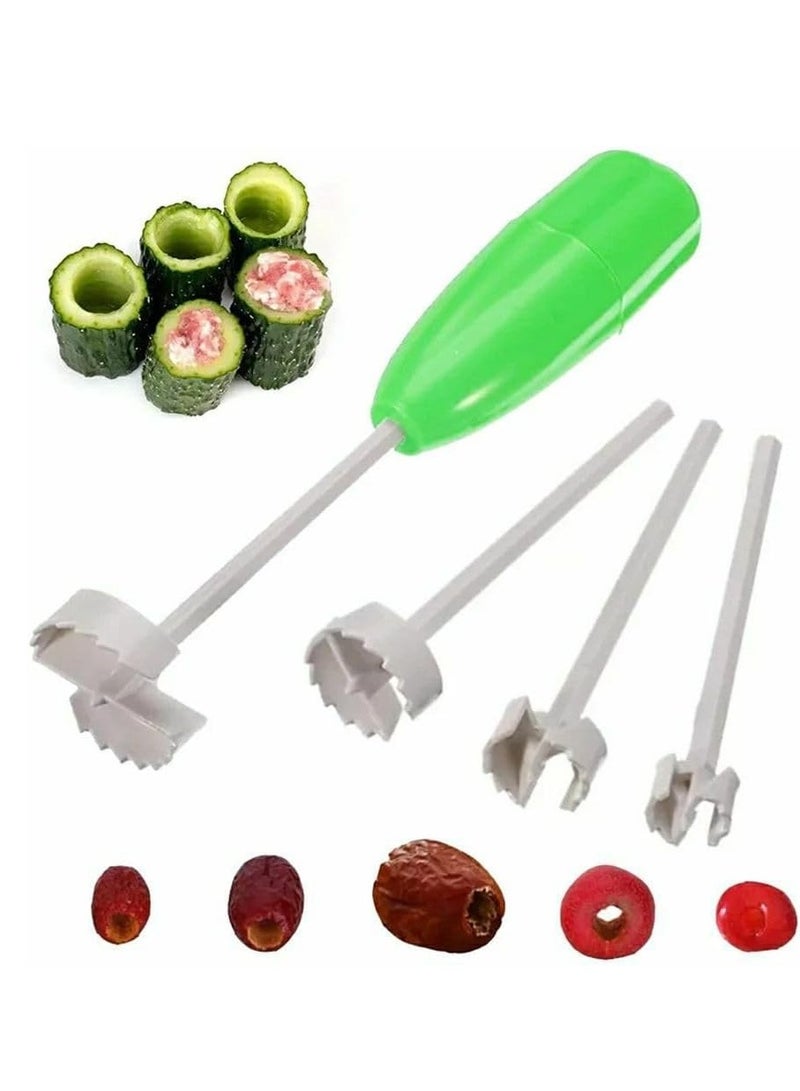 "4-Piece Plastic Stuffed Vegetable Corer Set - Magic Corer for Zucchini, Eggplant, and Tomatoes, Perfect for Easily Preparing Stuffed Vegetables. Includes a Thin and Sturdy Corer for Vegetables like Zucchini and Eggplant. A Versatile Tool for Professionally and Easily Preparing Stuffed Dishes, Ideal for Everyday Cooking." - Image 2