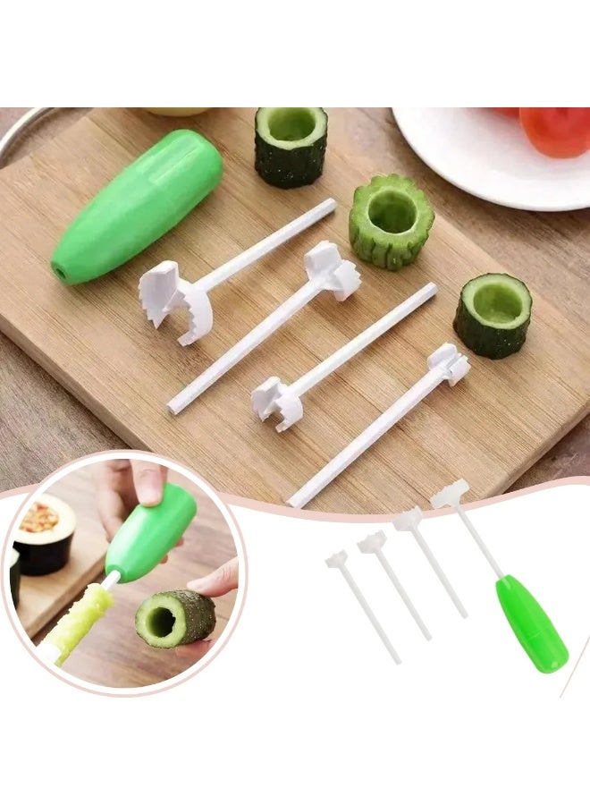 "4-Piece Plastic Stuffed Vegetable Corer Set - Magic Corer for Zucchini, Eggplant, and Tomatoes, Perfect for Easily Preparing Stuffed Vegetables. Includes a Thin and Sturdy Corer for Vegetables like Zucchini and Eggplant. A Versatile Tool for Professionally and Easily Preparing Stuffed Dishes, Ideal for Everyday Cooking." - Image 3