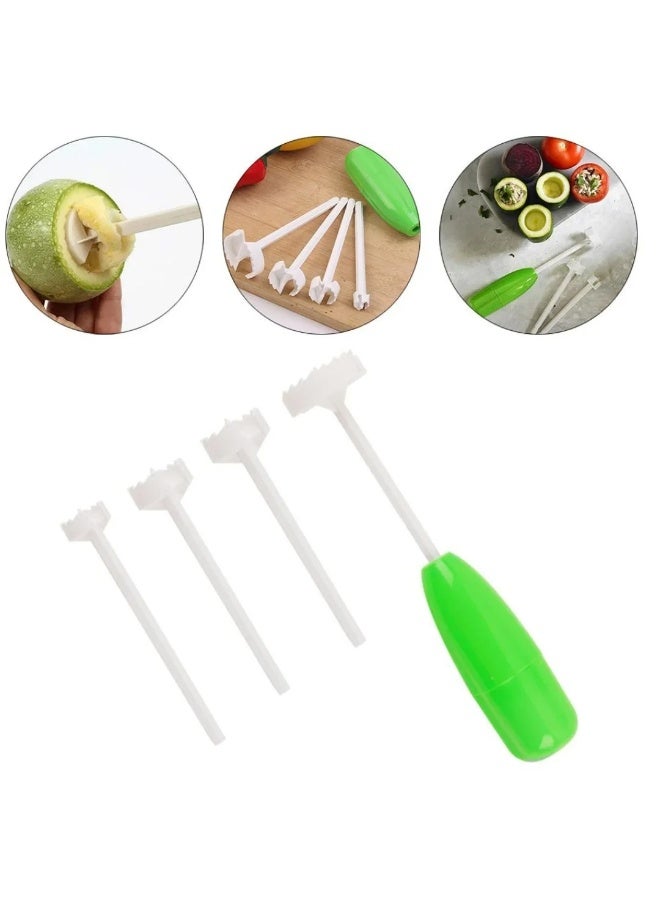 "4-Piece Plastic Stuffed Vegetable Corer Set - Magic Corer for Zucchini, Eggplant, and Tomatoes, Perfect for Easily Preparing Stuffed Vegetables. Includes a Thin and Sturdy Corer for Vegetables like Zucchini and Eggplant. A Versatile Tool for Professionally and Easily Preparing Stuffed Dishes, Ideal for Everyday Cooking." - Image 4