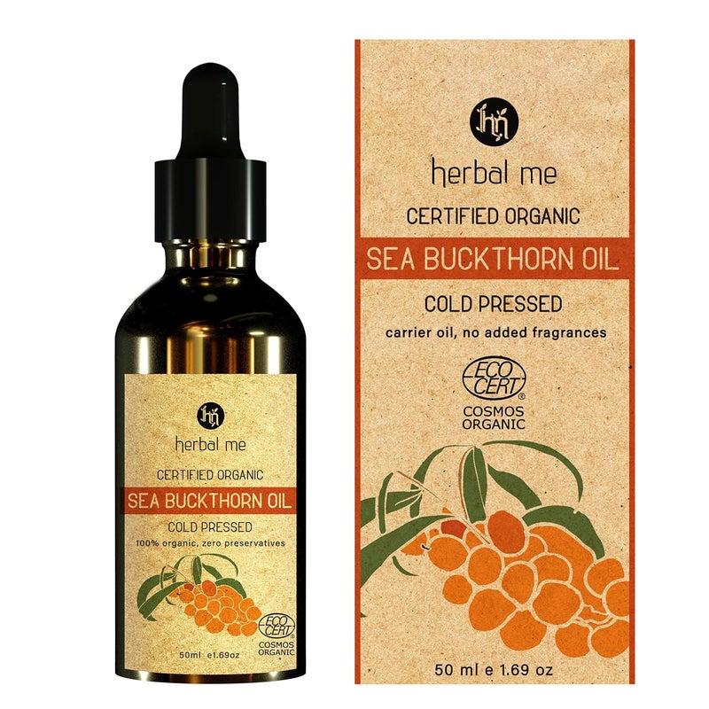 HM HERBAL ME زيت البحر النبق العضوي المعتمد من HM 100% طبيعي من الدرجة العلاجية مضغوط على البارد للبشرة والشعر 50 مل - Image 1