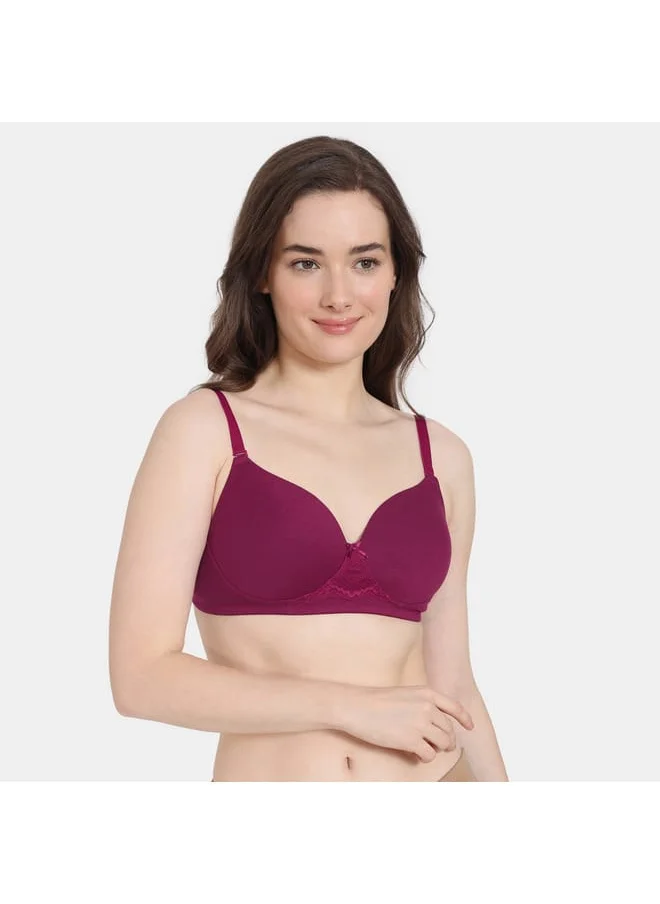 zivame Zivame Solid Balconette Bra with Hook and Eye Closure