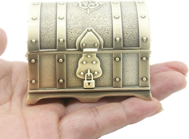 AVESON Rectangle Vintage Metal Treasure Chest Trinket Jewelry Box Gift Box Ring Case for Girls Ladies Women, Small, Bronze - Image 4