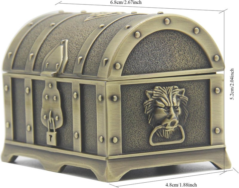 AVESON Rectangle Vintage Metal Treasure Chest Trinket Jewelry Box Gift Box Ring Case for Girls Ladies Women, Small, Bronze - Image 5