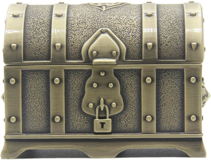 AVESON Rectangle Vintage Metal Treasure Chest Trinket Jewelry Box Gift Box Ring Case for Girls Ladies Women, Small, Bronze - Image 1