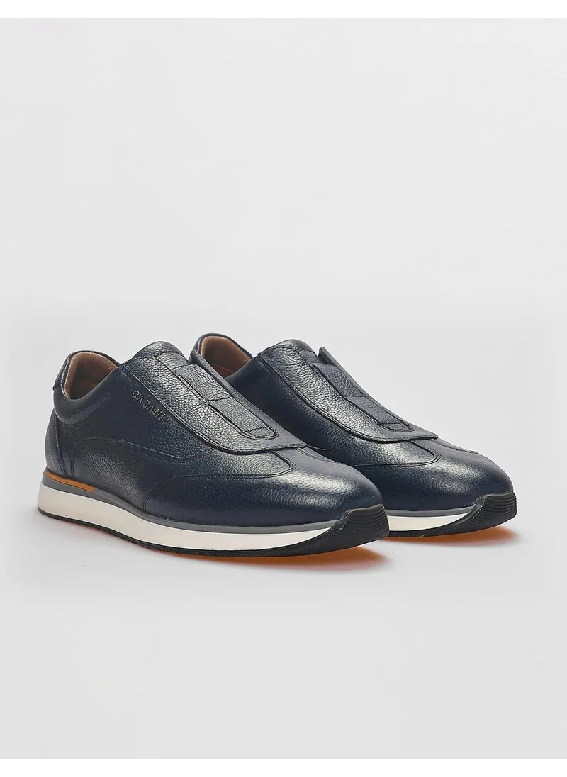 كاباني Leather Navy Blue Elastic Men's Sports Shoes