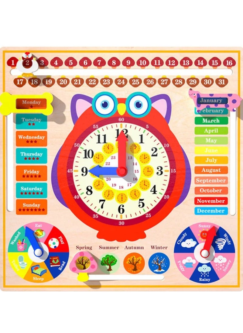 F.A.M.S Montessori wooden weather seasons calendars clocks cognitive toy children pre primary educational toys for kids boys and girls  - Image 1