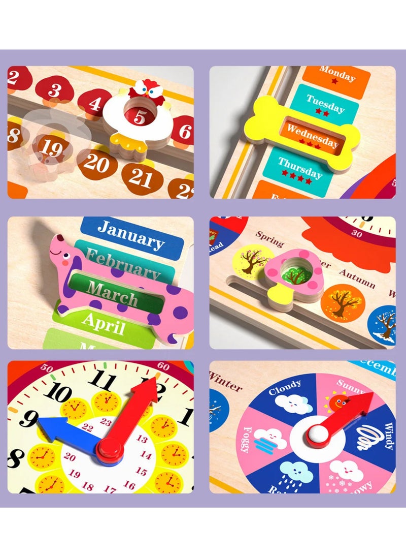 F.A.M.S Montessori wooden weather seasons calendars clocks cognitive toy children pre primary educational toys for kids boys and girls  - Image 2