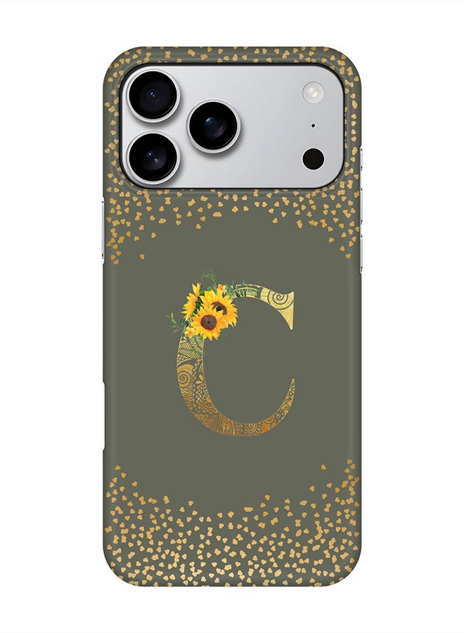 Stylizedd For iPhone 17 Pro Max,Case, [Compatible with MagSafe] Magnetic cover Slim fit Protection Matte, - Custom Floral Monogram - C  (Olive Green )