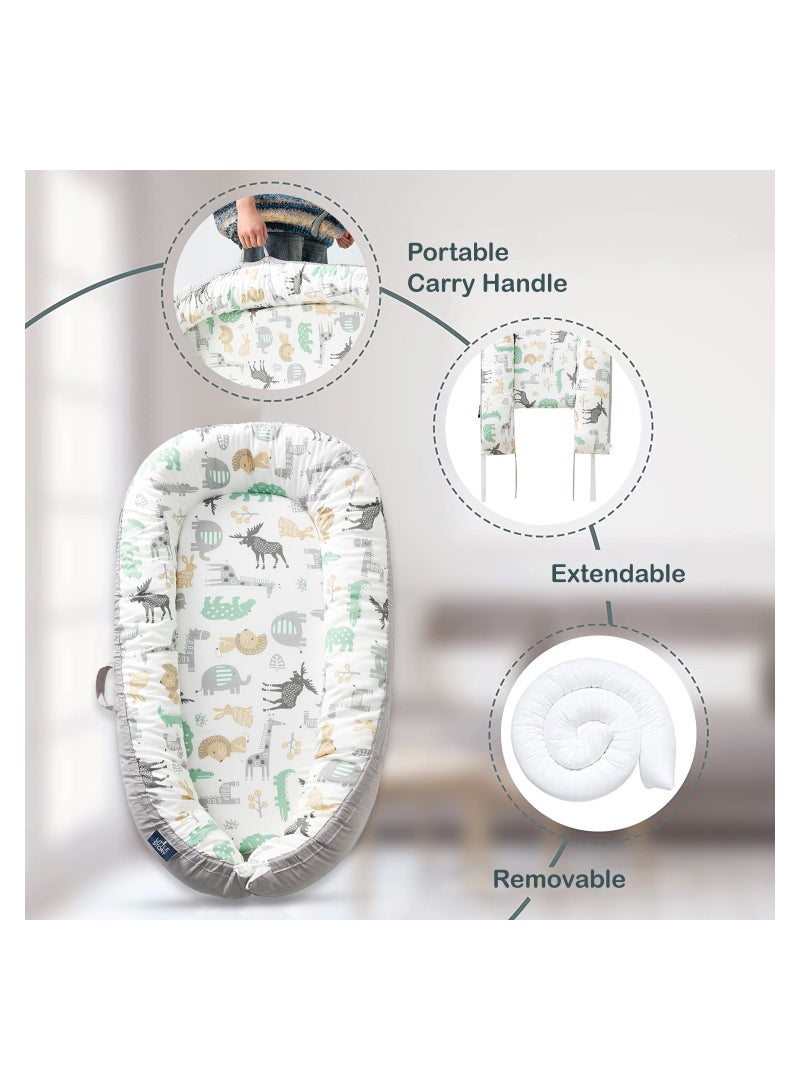 Little Story سرير مريح للأطفال حديثي الولادة - رمادي الغابة - Image 4