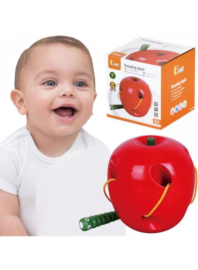 Viga Threading Apple – Wooden Lacing Toy for Toddlers (Ages 3+) - Image 3