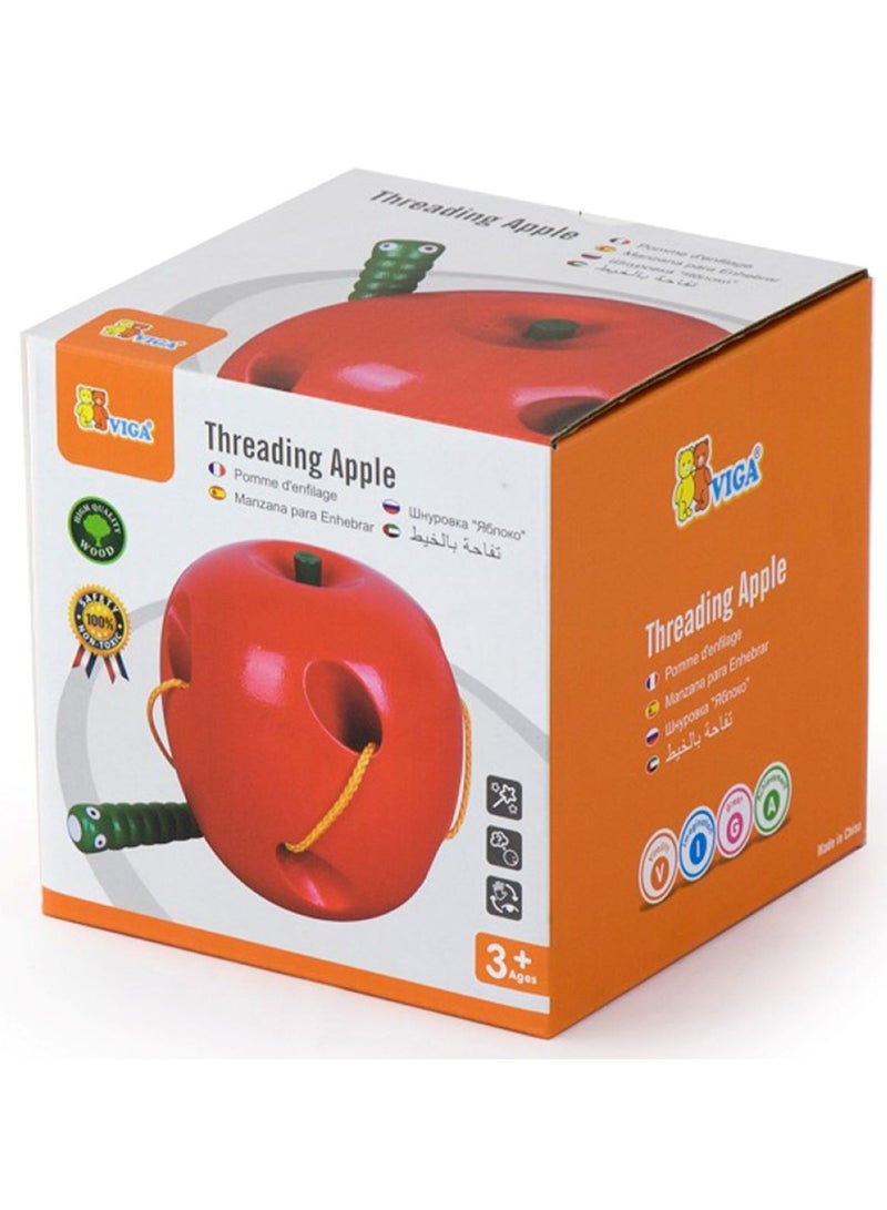 Viga Threading Apple – Wooden Lacing Toy for Toddlers (Ages 3+) - Image 1