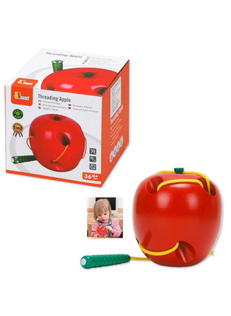 Viga Threading Apple – Wooden Lacing Toy for Toddlers (Ages 3+) - Image 4