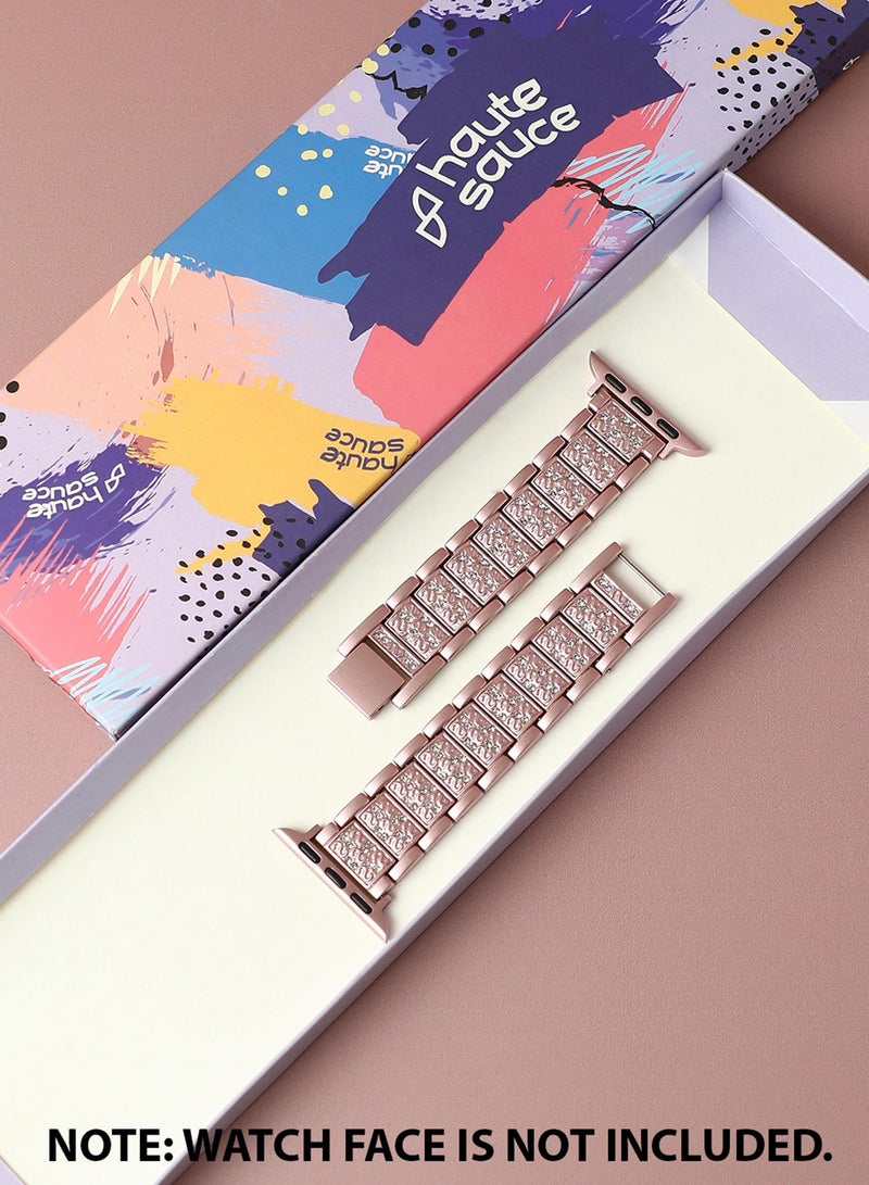 Haute Sauce Embellished Casual Chain Strap Alloy Apple Watch Strap with Case For Women | 42mm/44mm/45mm  - Image 5